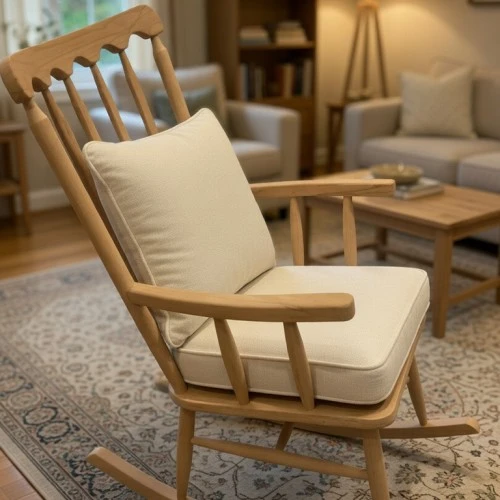 salon ve dinlenme alanları i̇çin ahşap sallanan sandalye